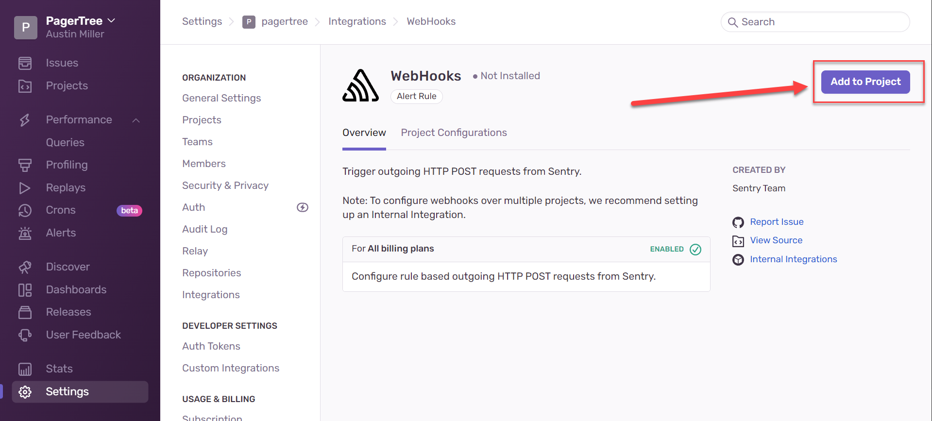 Sentry Add Project